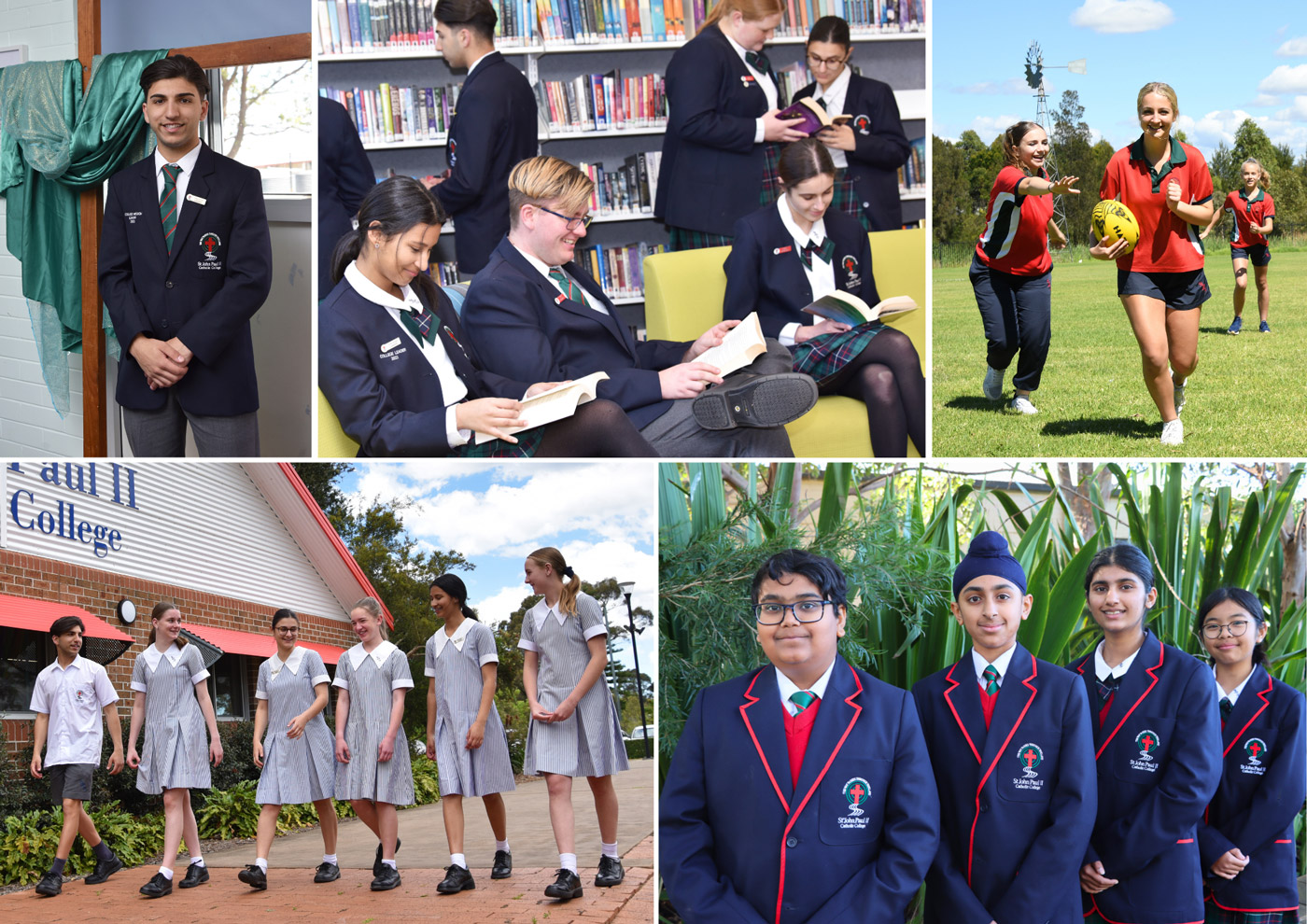 Sample images of the St John Paul II Catholic College Schofields uniform